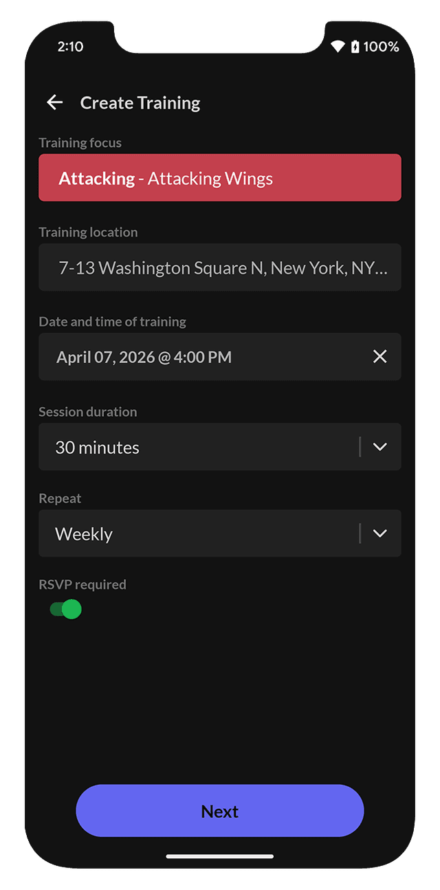 Plan Training Sessions