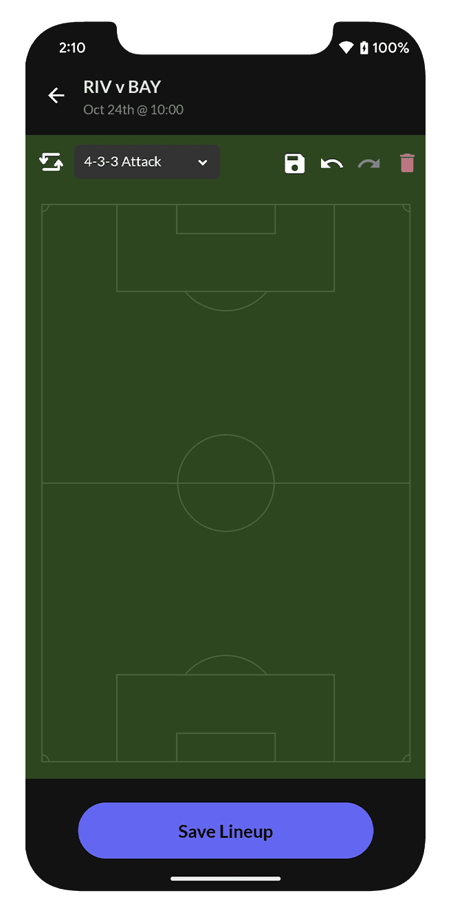 The Scouty app: lineup editor